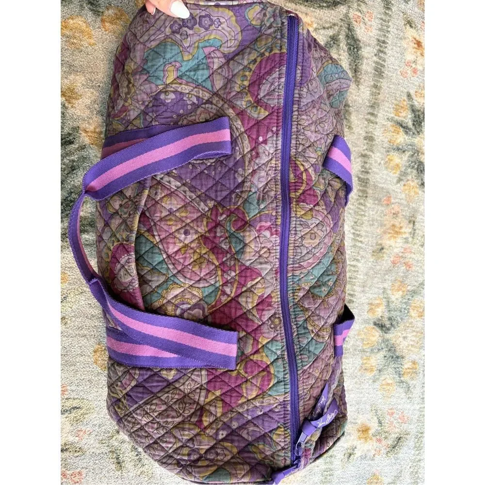 Vera Bradley Compact Sport Bag Tote Duffle Purple Paisley